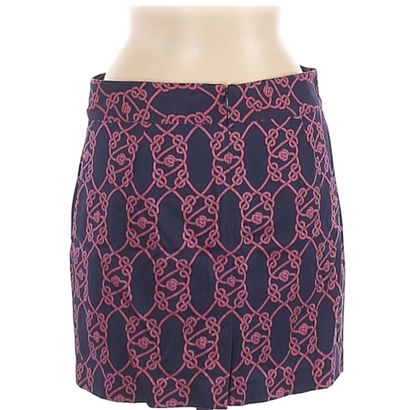 Vineyard Vines Pink Knot Blue Mini Skirt Sz 4 - Picture 2 of 7